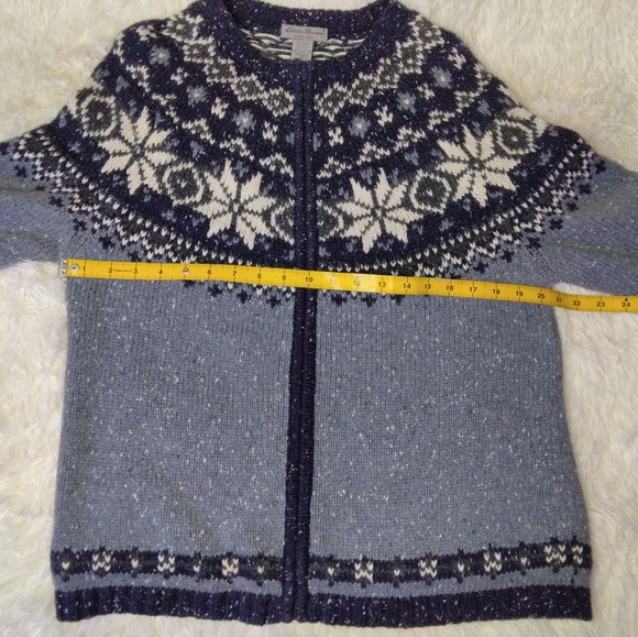 Eddie Bauer Fair Isle Wool Blend Cardigan Sweater Button Down Size M - Picture 13 of 14